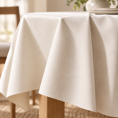 Cream Faux Leather Tablecloth – Wipe Clean