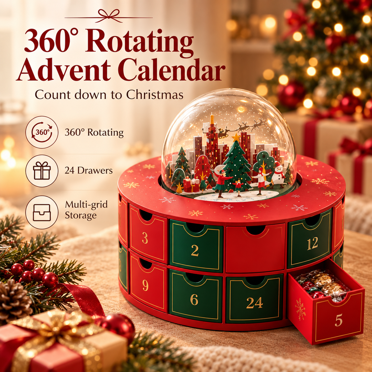 Rotating Snow Globe Advent Calendar – Christmas gift