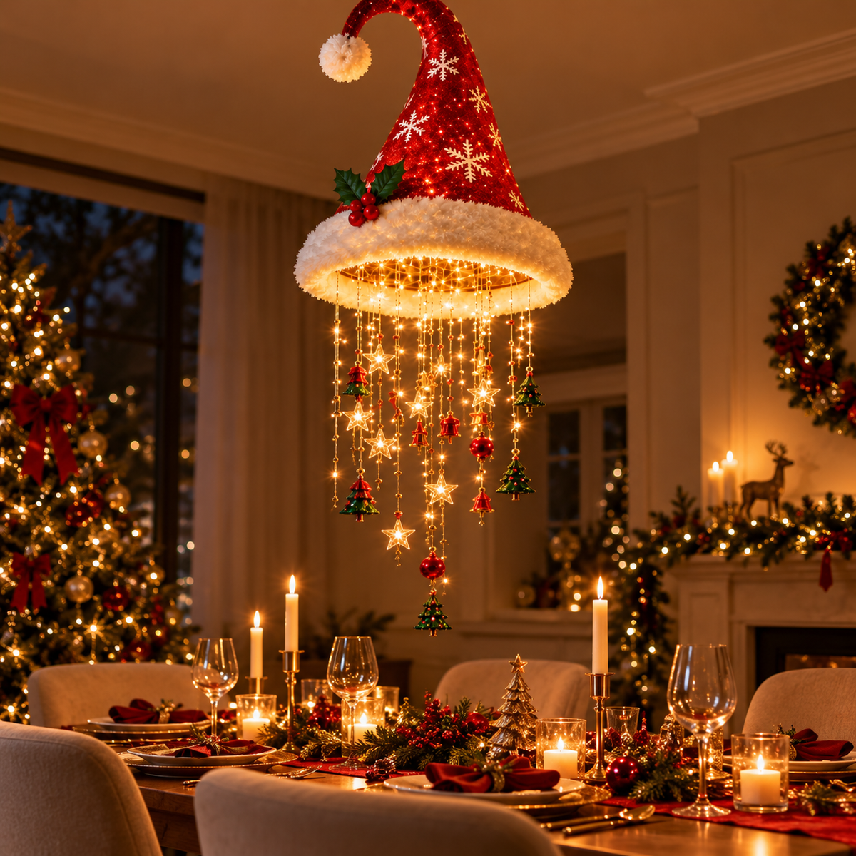 Hanging Santa Hat Light-Up Christmas Decoration