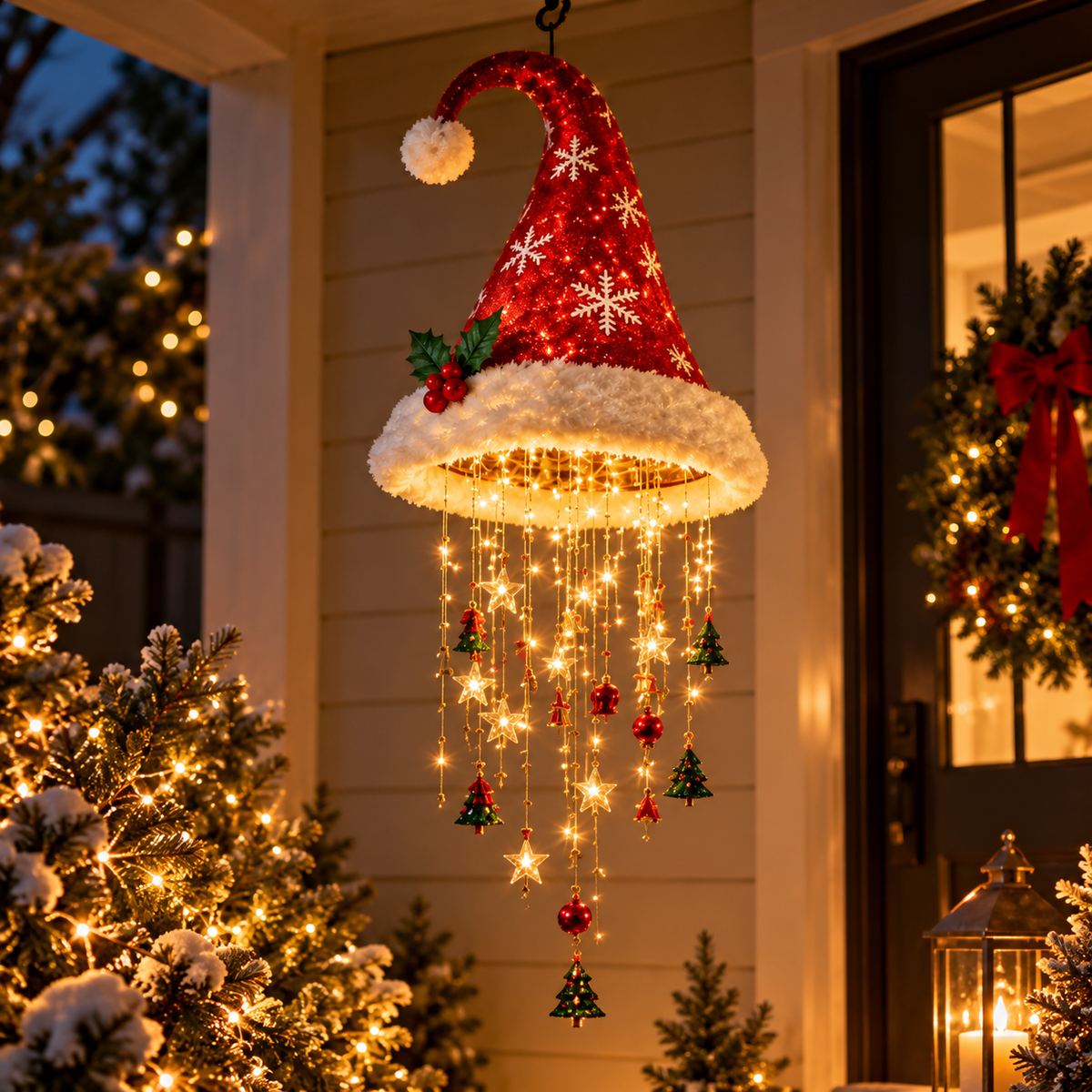 Hanging Santa Hat Light-Up Christmas Decoration