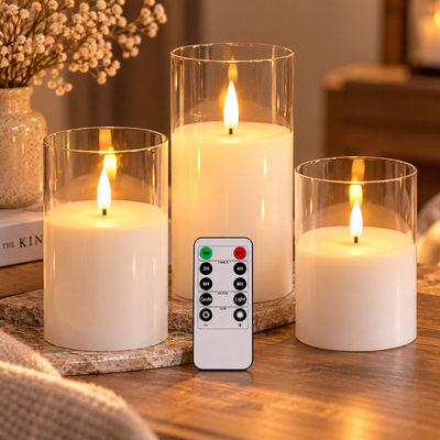 Flameless LED Candles – Set of 3 with Remote