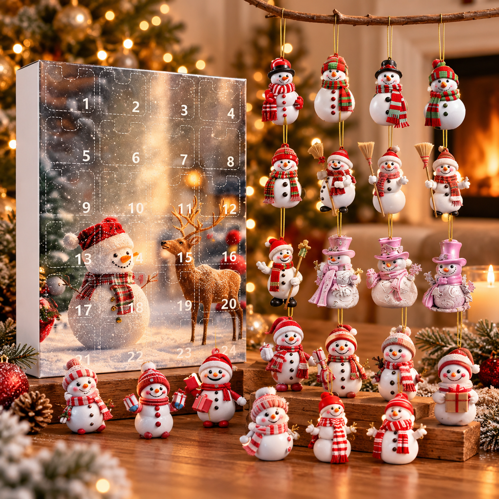Snowman Advent Calendar – 24 Christmas Ornaments