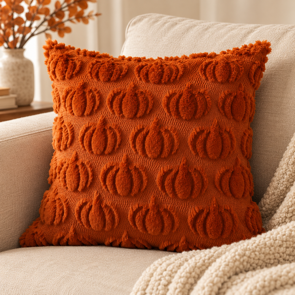 Pumpkin Textured Cushion Cover