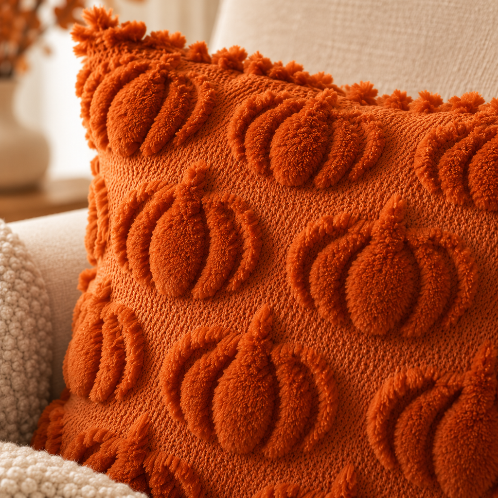 Pumpkin Textured Cushion Cover
