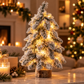 Snowy Mini Christmas Tree Decoration with LED Lights