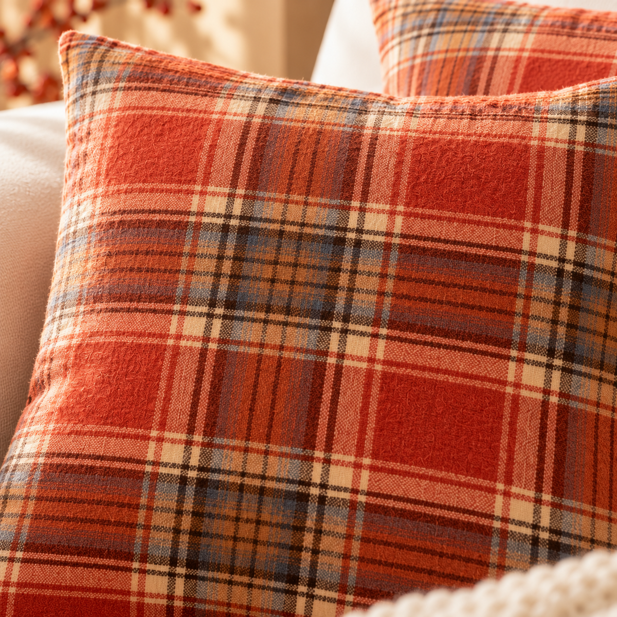 Autumn Tartan Check Cushion Cover