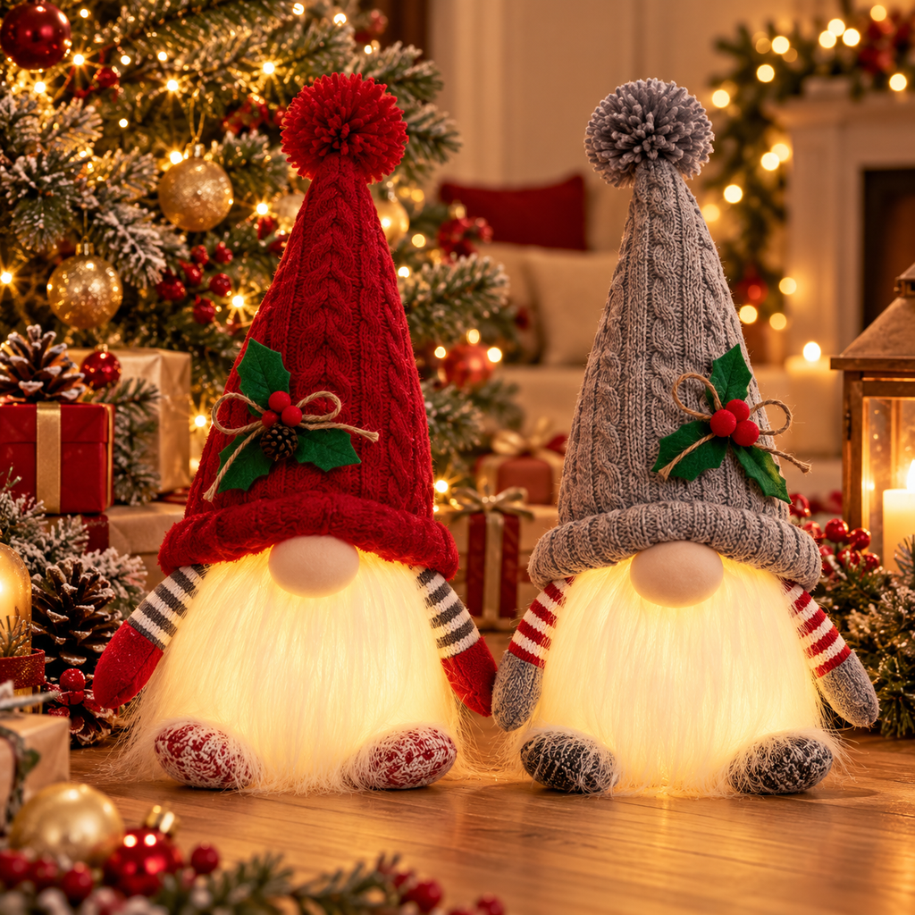 Light-Up Knitted Christmas Decoration Gnome